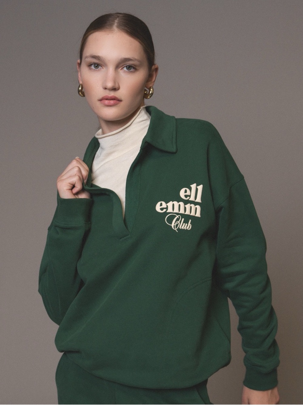 EllandEmm Vintage Club Pullover – Forest Green S/M
